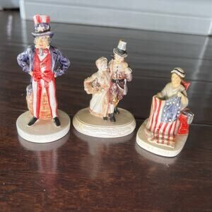(3) P.W. Baston Sebastian Miniatures Figures Uncle Sam Betsy Ross Pilgrims